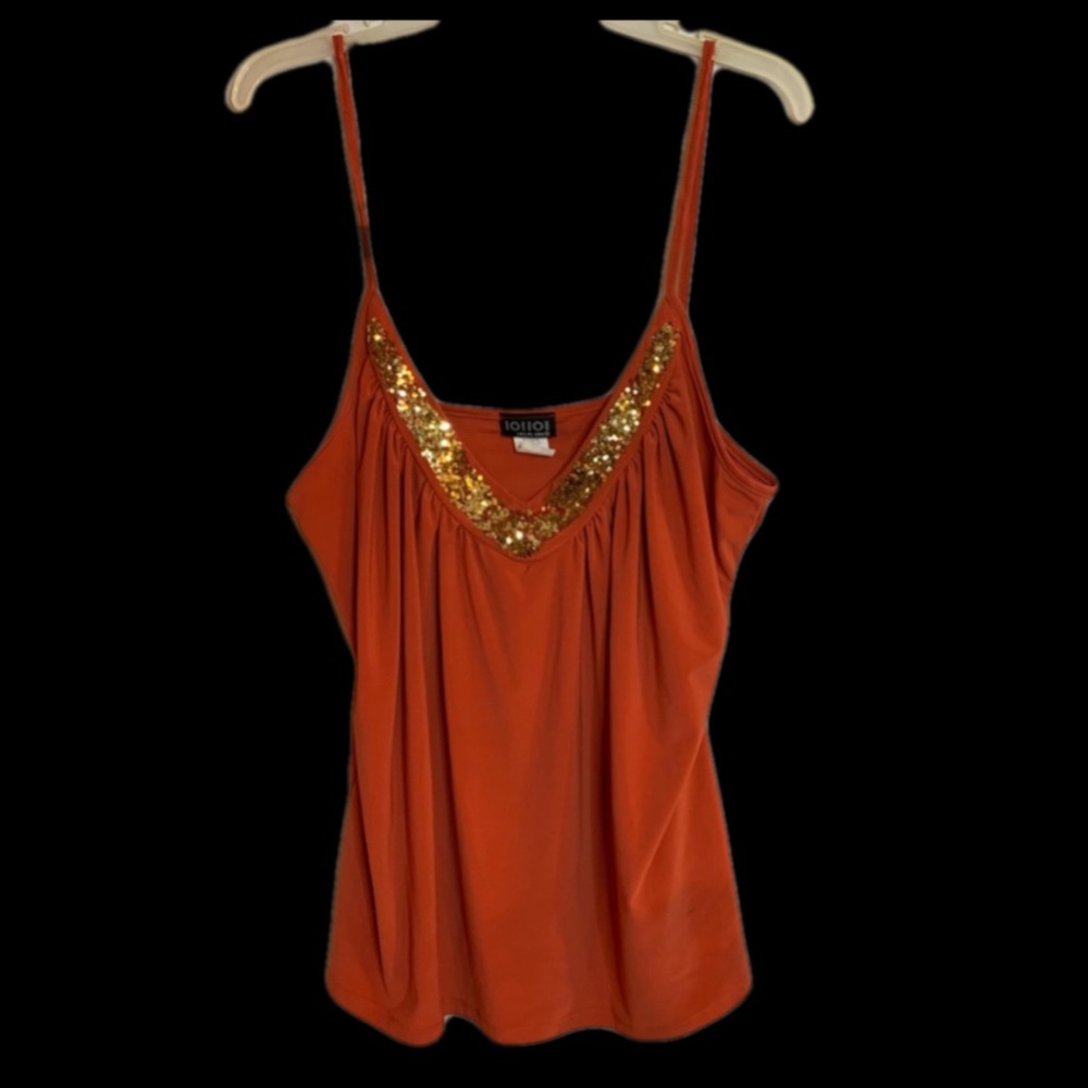 Orange Camisole with Gold sequined accent